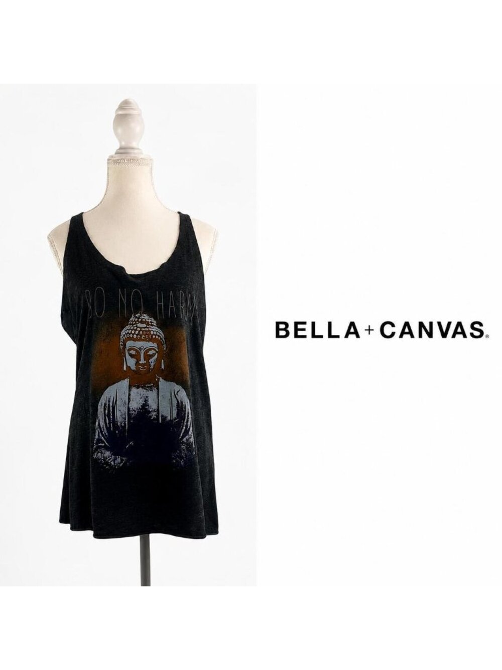 Bella + Canvas Bella Yoga Do No Harm Buddha Graphic Tank Top  Large